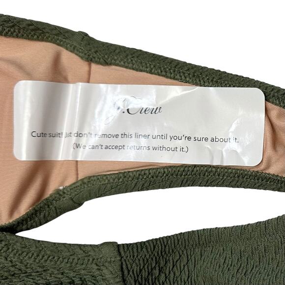 2/$15 NWT J. Crew Textured Curved-Waist Cheeky Bikini Bottom Green Size L - Picture 5 of 8